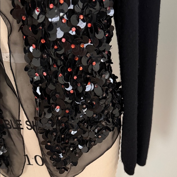 Valentino Classic Black Cardigan with Black and Red Sequin - Picture 3 of 11
